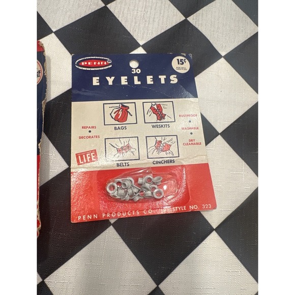 Vintage Penn Eyelet Tool Kit Style 323 with 30 Eyelets NOS Tool Pliers - Picture 3 of 4